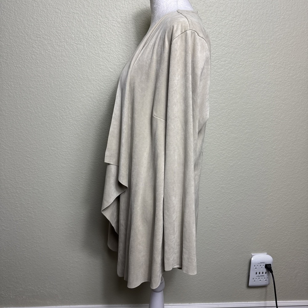 Soft Surroundings #27719 Size M Faux Suede Cardigan Draped Waterfall Beige‎ - Picture 4 of 8